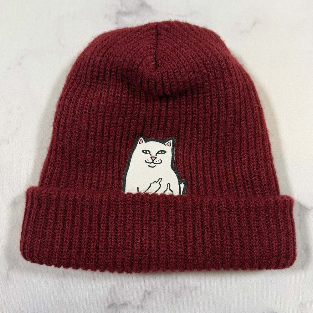 RIPNDIP Lord Nermal Ribbed Beanie - Burgundy Red